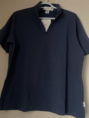 Quarter Zip Top Marine Blue Sweatshirt